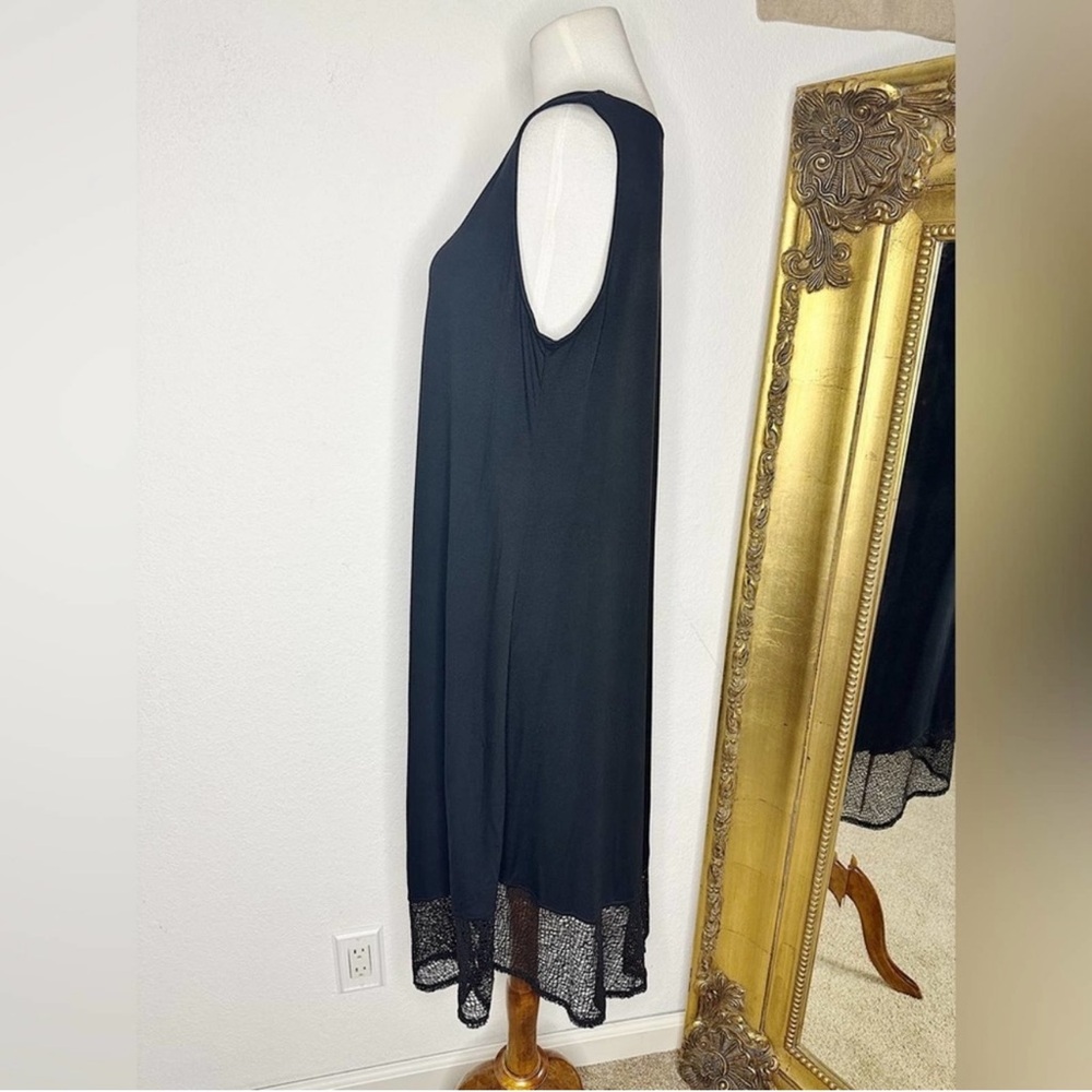Eileen Fisher Black Sleeveless Viscose Lycra Blend Midi Dress Size Large Petite - Picture 2 of 6